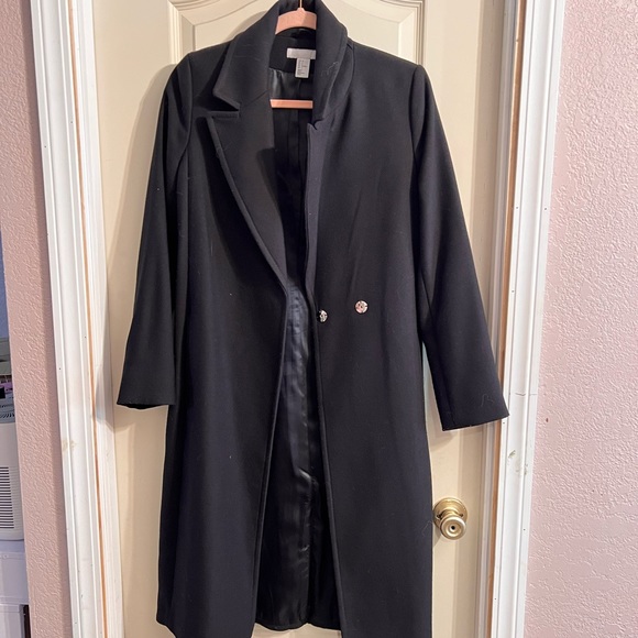 H&M Jackets & Coats Hm Long Black Trench Peacoat Poshmark